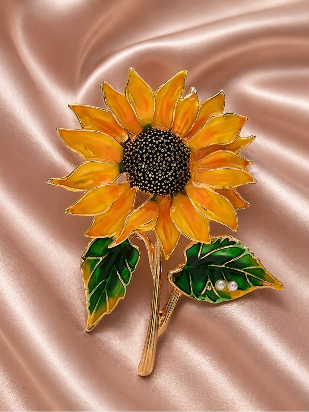 Chic Sunflower Gold Elegant Brooch